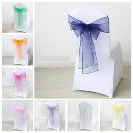 Chair Covers 20 Colours Organza Sash Crystal Bow Tie Knot Wedding Birthday Party El Decoration Wholesale Snow Silk Band