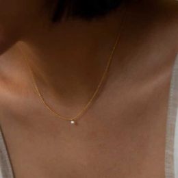 Pendant Necklaces Real 14K Gold Filled Zircon Necklace Dainty Gold Choker Handmade Pendants Tarnish Resistant Necklace Boho Jewelry for Women G230202