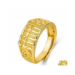 Band Rings Fashion Exquisite Ladies Mens Birthday Party Wedding Gifts Fortune Abacus Gold Open Ring Auspicious Plated Drop Delivery J Dh5Hc