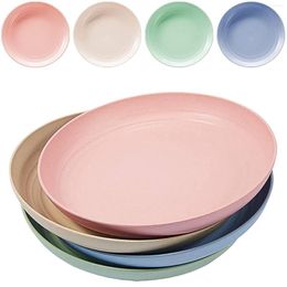 Plates 4pc 20cm Wheat Straw Dinnerware Unbreakable Lightweight Dinner Reusable Plastic Plate Set