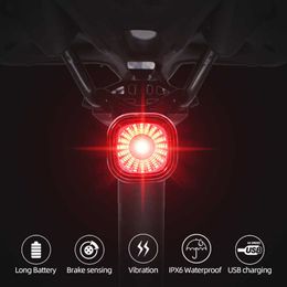 Lights Smart Auto Brake Sensing Rear Light LED Charging Waterproof Cycling Taillight Bike Accessories Bicycle Lamp 0202