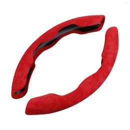 Steering Wheel Covers 2pcs Durable Wear Resistant Car Accessory Protection Easy Instal Men Women Universal Solid Suede Cover Non Slip