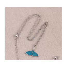 Pendant Necklaces Fish Tail Necklace Ocean Sea Blue Whale Mermaid Beautifly Luxury Jewellery Luminous Drop Delivery Pendants Dhlbi