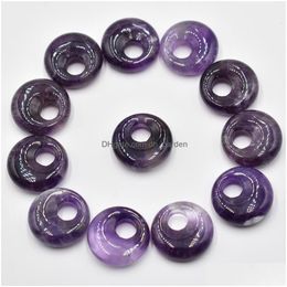 Charms 18Mm Natural Stone Amethyst Crystals Gogo Donut Pendants Beads For Jewellery Making Wholesale Drop Delivery Findings Com Dhgarden Dh5Am
