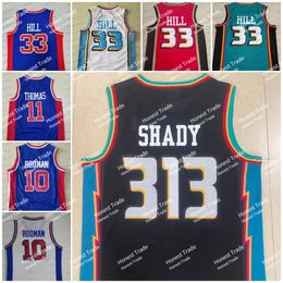 Retro Shady Basketball Jersey 313 Grant 10 Rodman Hill Blue Red Green Mens Jersey Stitched Throwback