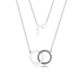Pendant Necklaces Genuine 925 Sterling Silver Chain Necklaces for Women Signature Circles Pendant Necklace Party Gift Fine Jewelry collier G230202