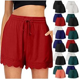 Women's Shorts 2PCS Women Lace Comfortable Pants Fashion Silky Solid Color Yoga Sport Home Sleep Bottom