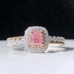 Cluster Rings Fine Jewellery Real 18K Gold 0.33ct Pink Diamonds Wedding Engagement Female For Women Ring Birthday Presents