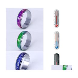 Band Rings Mood For Women Changing Colour Heartbeat Ring Men Emotion Feeling Temperature Couple Drop Delivery Jewellery Dhv1T