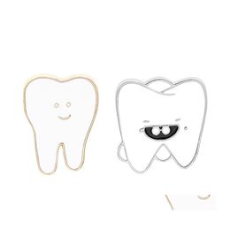 Pins Brooches Cute Cartoon Teeth White Enamel Pin For Nurse Dentist Hospital Lapel Hat/Bag Pins Denim Shirt Women Brooch Drop Deliv Otta1