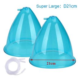 2PCS Blue X Large Size 21cm Vacuum Suction Cups For Breast Enlargement Buttock Lifting, Vacuum Cup Massage Boobs With Pipe