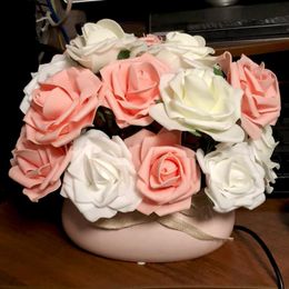 Decorative Flowers & Wreaths 20/25/30Pcs 8cm Fake Rose Artificial Bouquet Foam Bridal Engagement Wedding Party Decoration DIY Home Decorativ