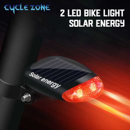 s 2 LED Red Bike Solar Energy 3 Modes Seatpost Lamp Rechargeable Tail Rear Bicycle Accessories FlashLight 0202