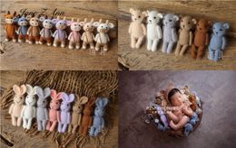 Blankets Swaddling Handmade mink plush dolls knitted calf rabbit bear mouse born full moon pography props 230202