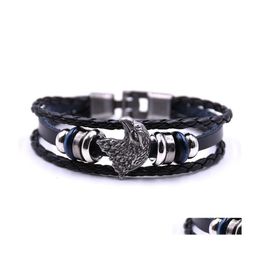 Charm Bracelets Pretty Mtilayer Bracelet Men Rock Jewellery Casual Braided Leather Drop Delivery Dhtw8