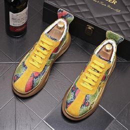Unique Designer Men's Serpentine Pattern Platform Shoes Causal Flats Loafers Moccasins Luxury Punk Rock Sneakers Zapatos Hombre D2B1