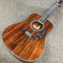 Custom guitar, all KOA, ebony fingerboard, real abalone shell binding and inlay, 41-inch high-quality Dreamsound acoustic guitarras