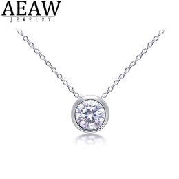 Pendant Necklaces D Colour Round Excellent Cut Moissanite Pendant Bezel Setting 1CARAT 6.5MM Gift for Women Pendant Necklace Plated 14K White Gold G230202