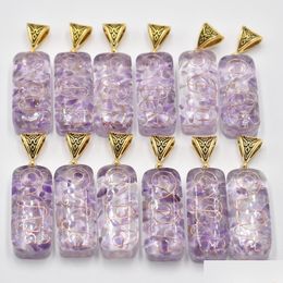 Charms Retro Amethyst Natural Stone Pillar Pendant Wholesale Diy Necklace Jewelry Making 41Mmx17Mmx11Mm Drop Delivery Finding Dhgarden Dhscw