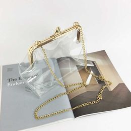 Transparent Clip Bag Chain Crossbody For Girl's New Fashion Handbags And Purses Clutch Women Shoulder s 230202