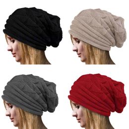 Beanies Beanie/Skull Caps Women Men Unisex Knitted Baggy Beanie Hat Oversized Winter Warm Hats Ski Slouchy Cap Skullies Wool WinterBeanie/Sk