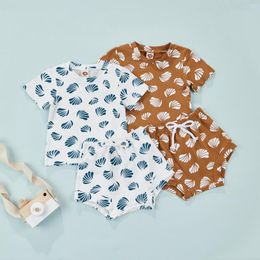 Clothing Sets Lioraitiin 0-18M Born Infant Baby Girl Boy Summer Fashion Set Short Sleeve Leaves Printed Shirt Shorts 2Styles