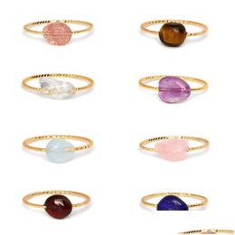 Solitaire Ring Natural Stone Irregar Crystal Female Simple Generous Girlfriends Accompanying Gemstone Drop Delivery Jewelry Dhgarden Dhrpc