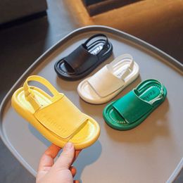 2022 Children Sandals for Boys Breathable Summer Kids Fashion Soft Solid Yellow Girls Sport Shoes Versatile Open-toe Hook Loop 0202
