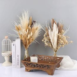 Decorative Flowers Pampas Wheat Ears Tail Grass Natural Dried Bouquet Phragmites Wedding Decoration Hay For Party Bohemian Home