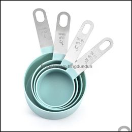 Cooking Utensils 4 Mtipurpose Spoons/Measuring Tool Pp Baking Stainless Steel/Plastic Handle Kitchen Gadgets Drop Delivery Home Gard Dhemj