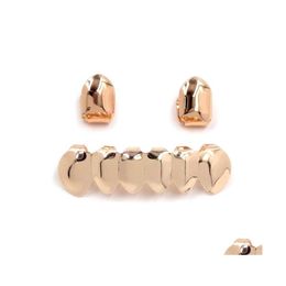 Grillz Dental Grills Glossy Copper Grillz Punk Vampire Canine Teeth Jewellery Set Hip Hop Women Men Gold Plated Accessories 1925 T2 D Dh9Bi