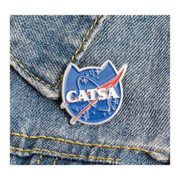 Pins Brooches Cats Club Enamel Pin Cat Planet Moon Cafe Paw Badge Custom Kitten Lapel Pins Jeans Shirt Bag Cute Animal Jewelry Gift Dhxh9