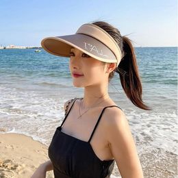 Wide Brim Hats Beach Summer Adjustable Big Letter For Women Outdoor Visor Hat Sun Cap Empty Top