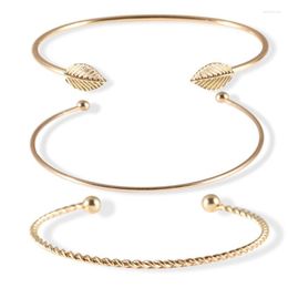 Bangle Europe And America Fashion Gold Bracelet For Women Simple Personality Leaves Three Pieces Of Open JewelryBangle Lars22