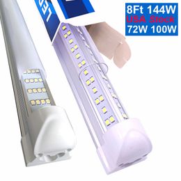 144W T8 LED Tube Integrated Tubes Lights V Shaped Replace Fluorescent Cooler Door Garage Shop Lightsing AC110V AC120V AC277V Work Bulb Lamps oemled