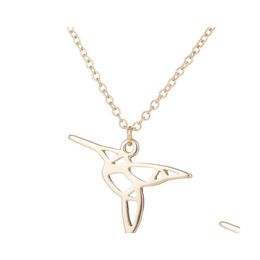 Pendant Necklaces Animal Hummingbird Stainless Steel Bracelets For Women Man Flying Bird Gold And Sier Colour Necklace Bracelet Engag Dhncc