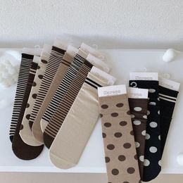 Women Socks Crew Women's Fashion Korean Style Cute Dots Pile Cotton Comfortable Warm Autumn Long Striped For