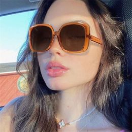 Güneş gözlükleri vintage turuncu gradyan kare polarize 2023 moda büyük boyutlu pc kadın güneş gözlükleri parıltı anti bayan gündelik gogglesglasses