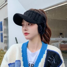 Wide Brim Hats Baseball Hat Autumn Winter Women Sun Elasticity Windproof Splicing Keep Warm