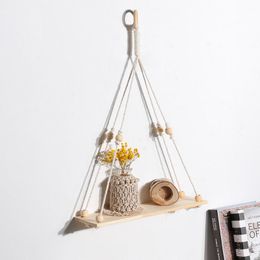 Home Decor Other Decoration Display Flower Pot Rack Shelf Hand-woven Cotton Rope Bohemian Wall Suitable For Living Room Bedroom Gifts