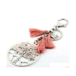 Key Rings Selling Natural Gravel Tassel Keychains Pendant Ring Jewelry For Party Gift Ship C3 Drop Delivery Dh0Gv