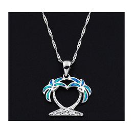 Pendant Necklaces Blue Fire Opal Three Fish Hook Necklace For Gift 1825 T2 Drop Delivery Jewelry Pendants Dh9Ng