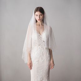 1.2*1m Wedding Veil Ivory Tulle Bridal Veils with Sparking Stars