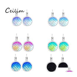 Stud Fashion Korean Beauty Fish Scales Earrings For Women Colorf Resin Charms Mermaid Fit Daily Holiday Gifts Drop Delivery Jewellery Othdq