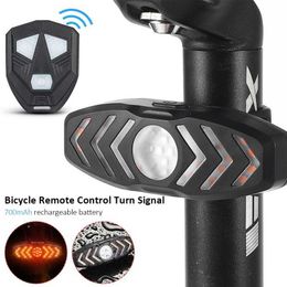 Bike Rear Lamp Smart Cycle Wireless Remote Turn Signal Lights LED Rechargeable Taillight Easily Installation Bicycle Accessories 0202