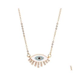 Pendant Necklaces Fashion Jewellery Evil Eye Necklace For Women Rhinestone Blue Red Lips Choker Drop Delivery Pendants Dhlyz