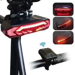 Lights 5 in 1 Smart Bike Light Wireless Remote Control Bicycle Taillight 6 Modes Turning Signal Safety Warning Cycling Brake Rear Lamp 0202