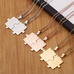 Fashion Geometric Puzzle Couple Necklace For Lover Stainless Steel Necklace Chokers Valentine's Day Jewelry Gifts