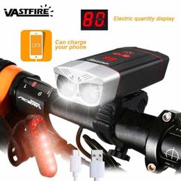 Lights Waterproof Intelligent LED Display Front Bike Headlight USB Rechargeable Bicycle Light MTB Cycling Lamp with Power Bank Function 0202