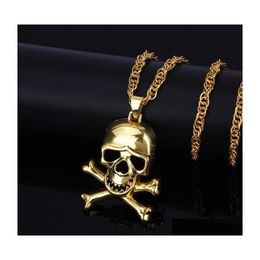 Pendant Necklaces Skl Necklace For Men/Women Halloween Chain Punk Jewelry Gift Gold/Sliver Very Color Luckyhat Drop Delivery Pendants Dhhv9